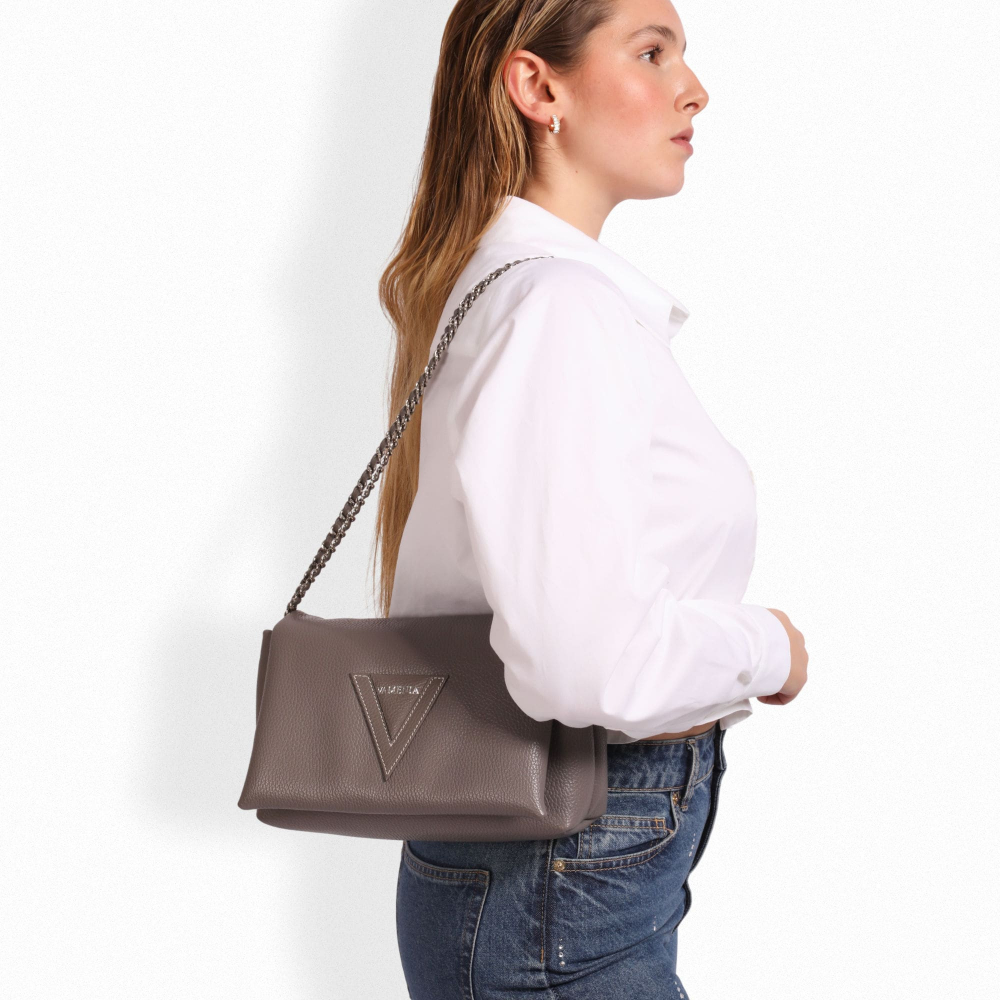 Crossbody bag made of calfskin taupe